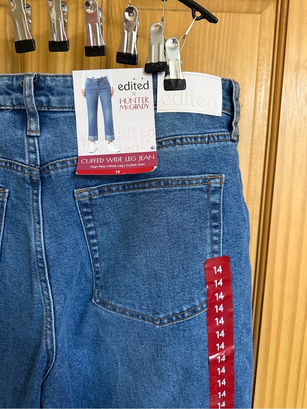 edited x Hunter McGrady Cuffed Wide Leg Jeans - Blue